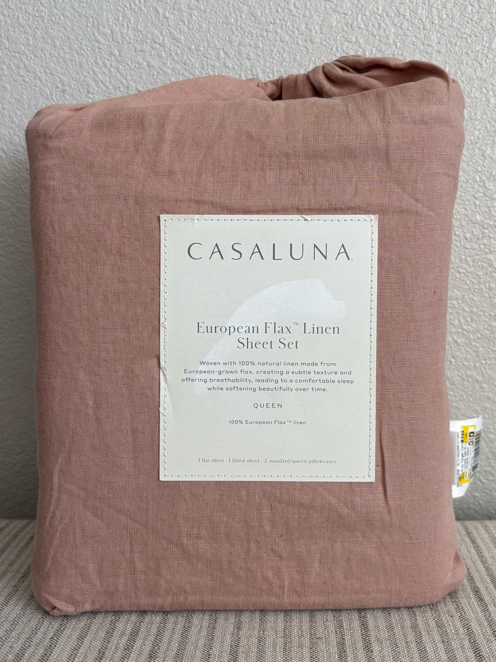 NWT Queen 100% Linen Sheet Set Light Adobe Clay - Casaluna